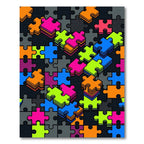 Vibrant Neon Interlocking Puzzle Art Rug