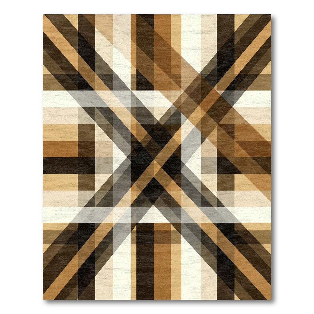 Modern Geometric Brown Plaid Intersecting Lines Rug