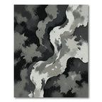 Abstract Monochrome Swirls Graphite Ink Rug