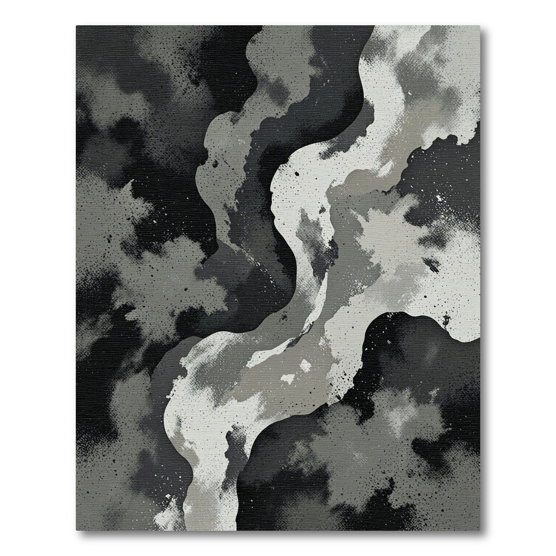 Abstract Monochrome Swirls Graphite Ink Rug