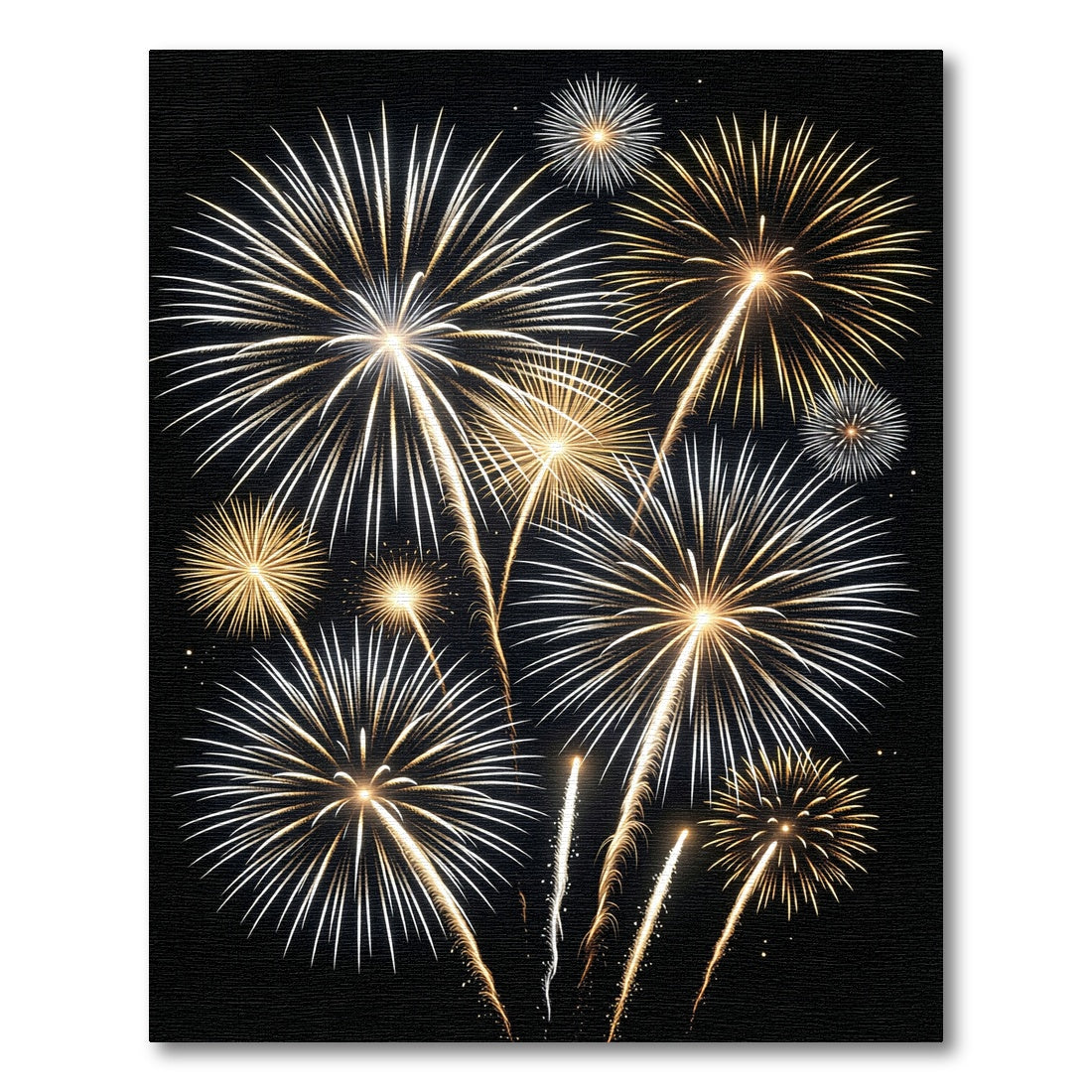 Luminous Golden Fireworks Burst Art Rug