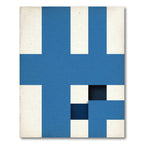 Bold Geometric Blue and White Grid Rug