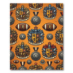 Heritage Crest Sports Medallion Orange Surface Rug