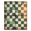 Distressed Sage And Cream Checkered Grid Rug