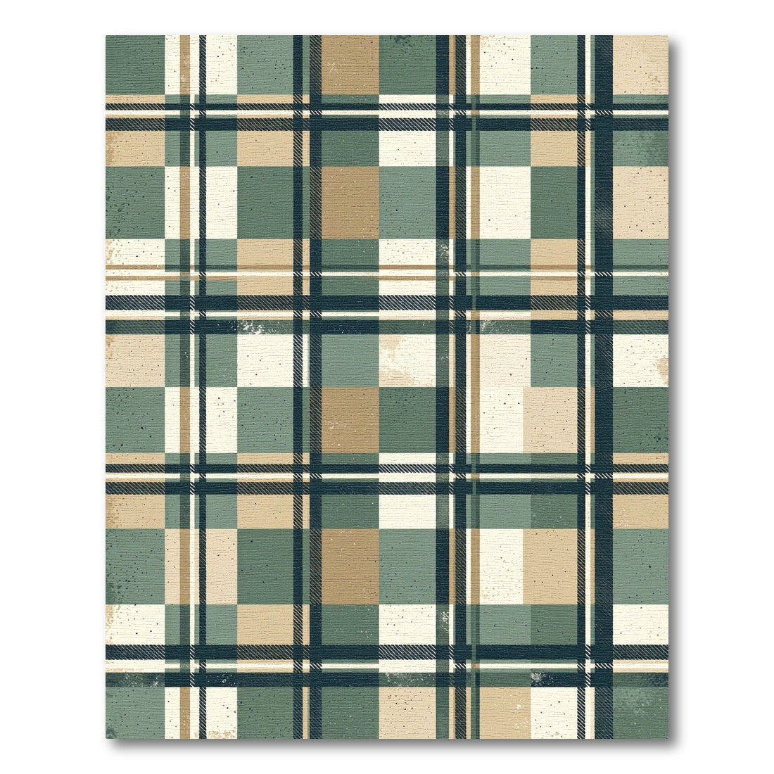 Sage Green and Tan Plaid Grid Rug