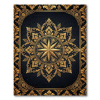 Ornate Gold Starburst Mandala Rug