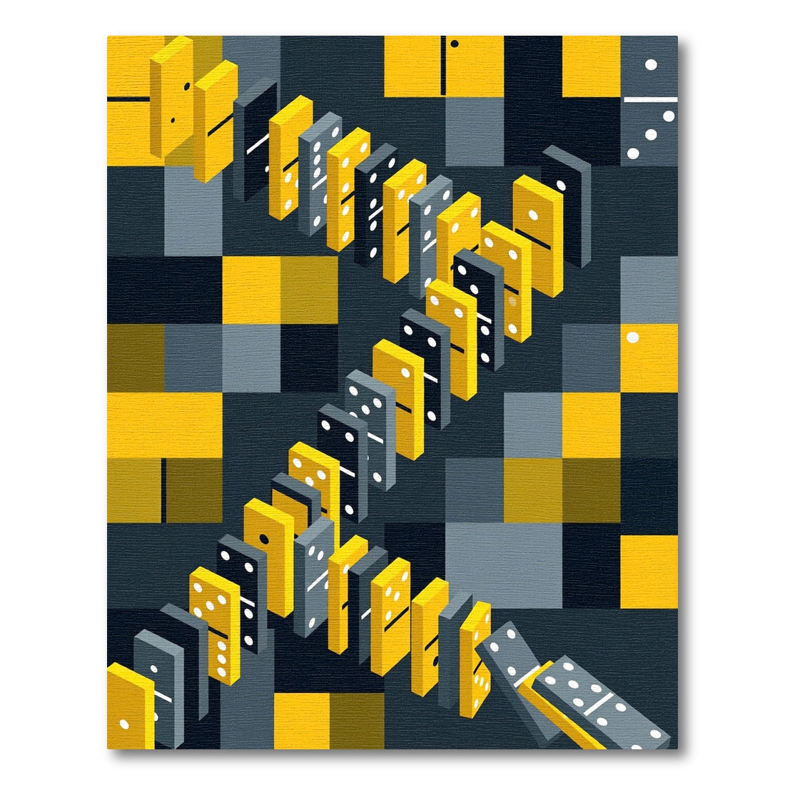Modern Yellow and Charcoal Domino Geometric Rug