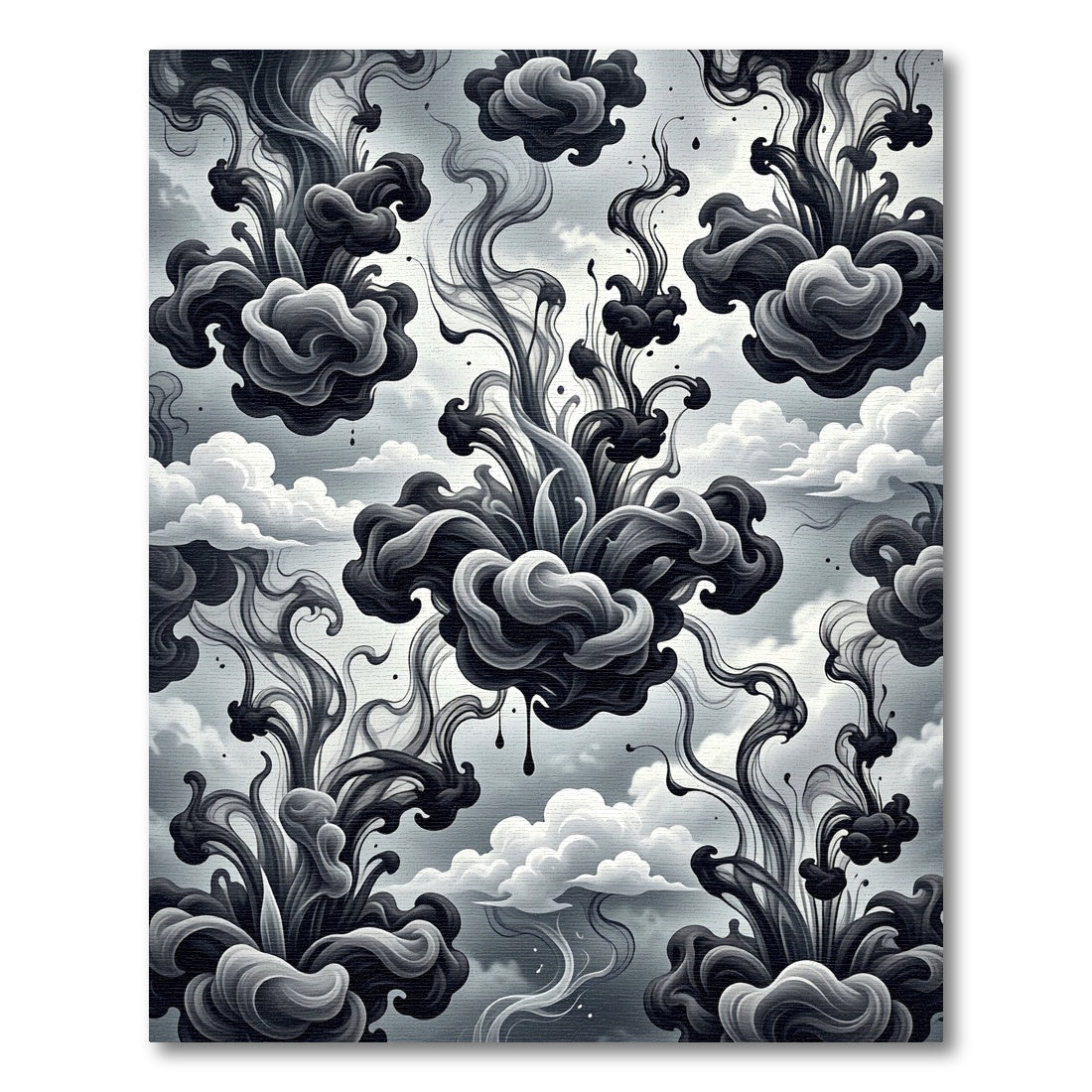 Monochromatic Ink Cloud Swirl Rug