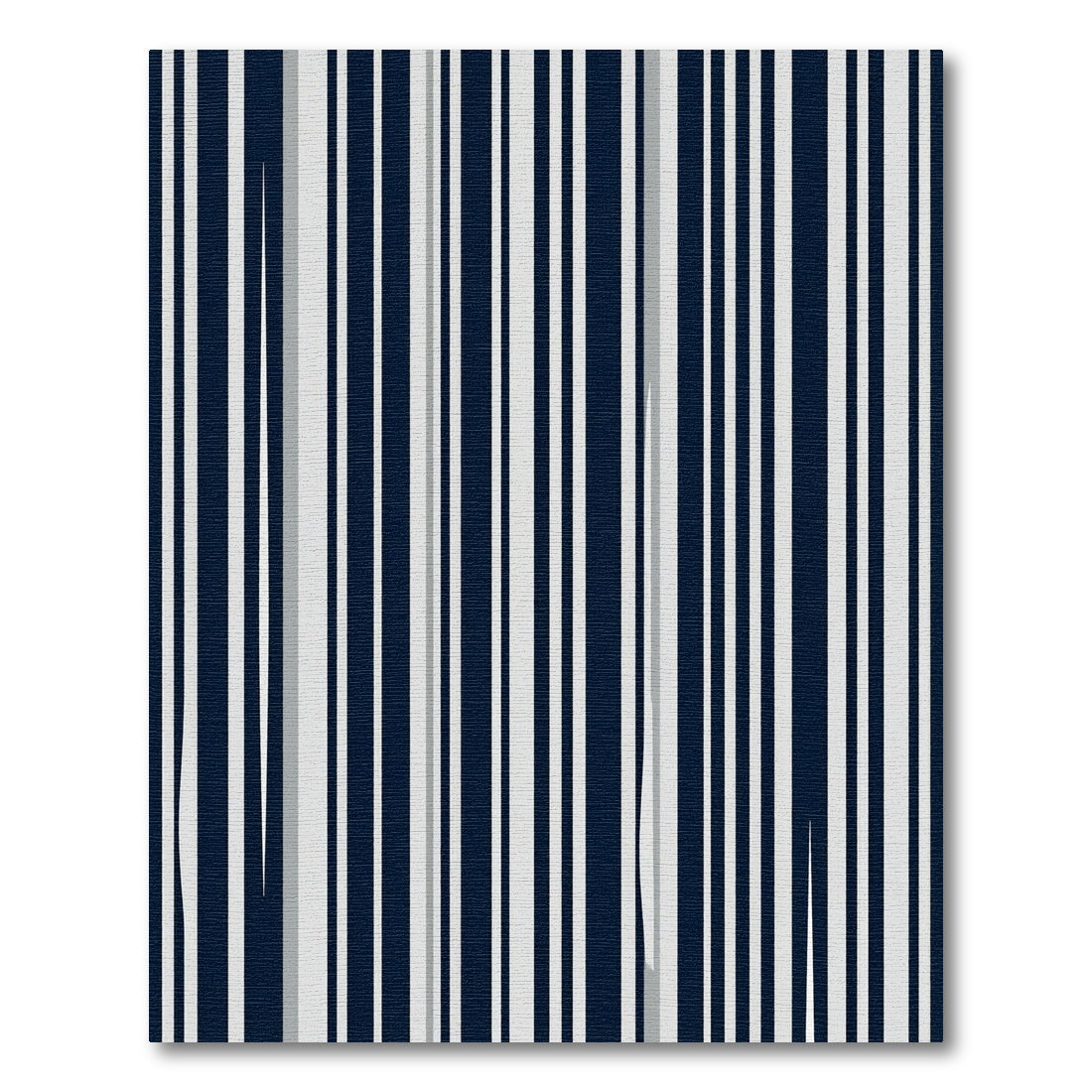 Modern Navy and White Vertical Stripe Rug