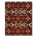 Rich Burgundy Geometric Starburst Tribal Rug