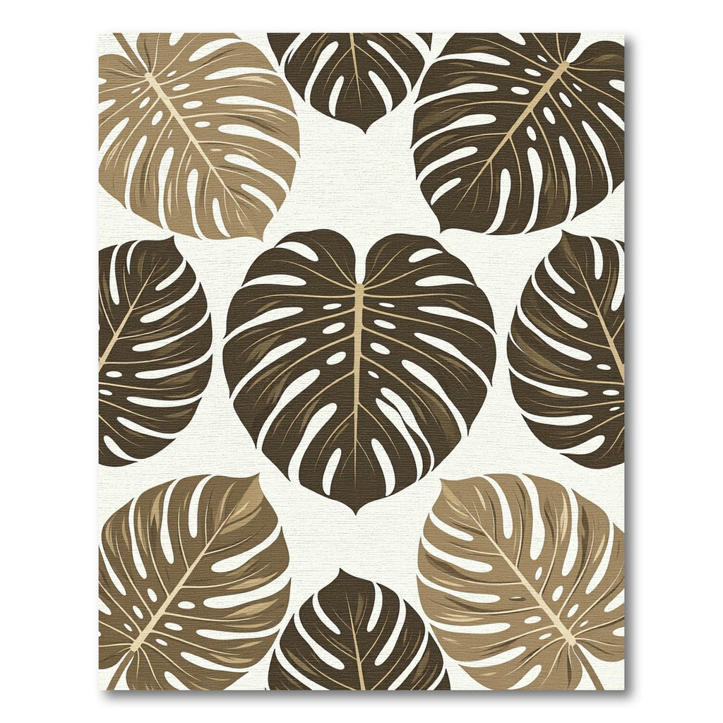 Earthy Brown Tropical Monstera Leaf Rug