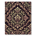 Elegant Damask Floral Scroll Aubergine Gold Rug
