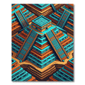 Isometric Aztec Teal and Orange Pyramid Rug