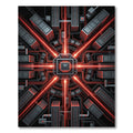 Cybernetic Red Circuit Board Abstract Rug