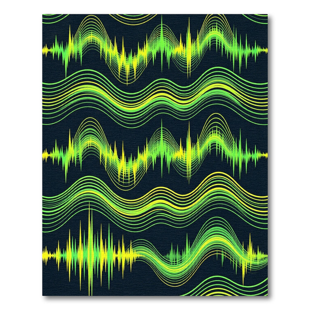 Vibrant Lime Green Waveform Lines Rug