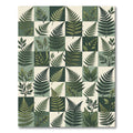 Lush Green Botanical Fern Checkerboard Rug