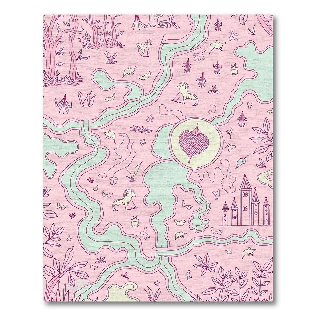 Whimsical Pink Land of Castle Creatures Rug