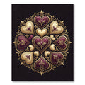 Ornate Hearts Mandala with Gold Accents Rug