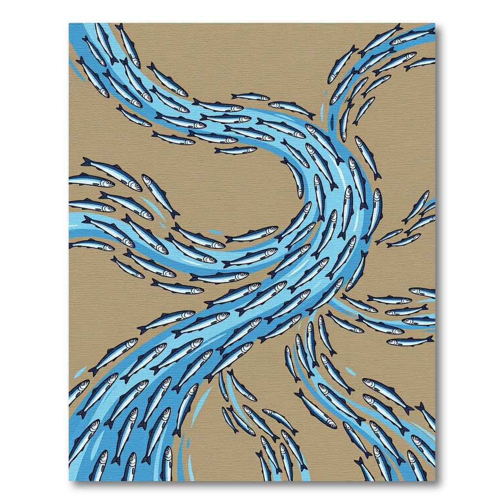 Flowing Blue Sardine School Art Rug