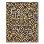 Ornate Gold Floral Entwined Scrollwork Rug