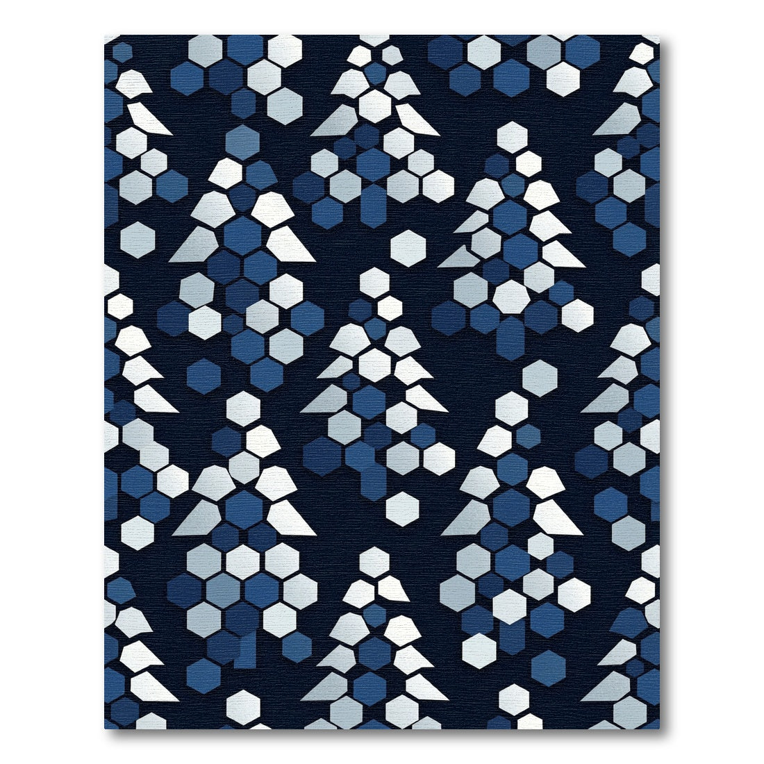 Modern Navy Blue Hexagon Forest Rug