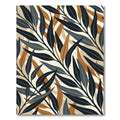 Modern Navy and Ochre Leaf Art Rug