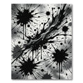 Monochromatic Abstract Black Ink Splatter Rug