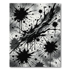 Monochromatic Abstract Black Ink Splatter Rug
