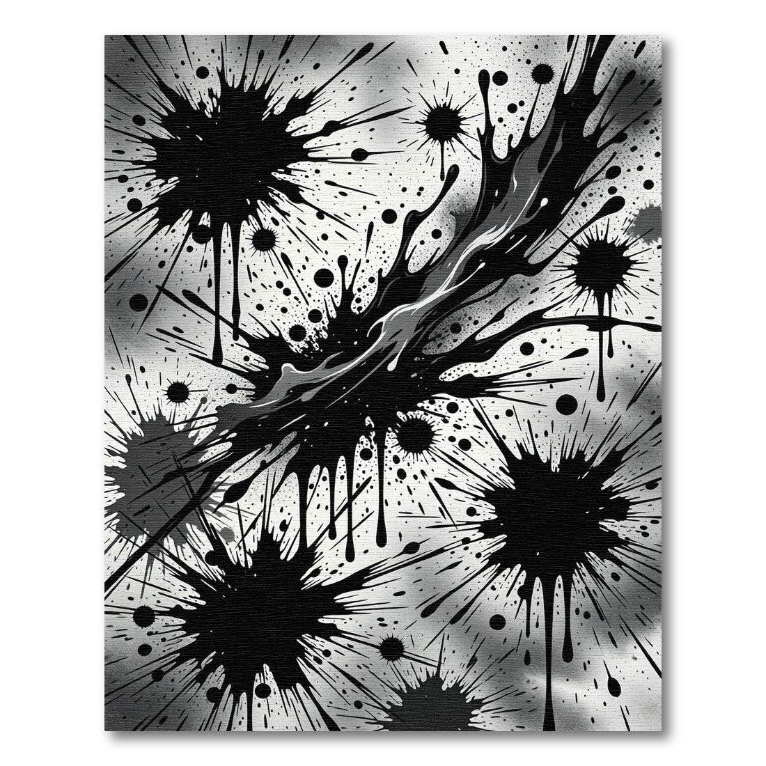 Monochromatic Abstract Black Ink Splatter Rug