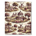 Vintage Pastoral Landscape Sheep Roses Rug