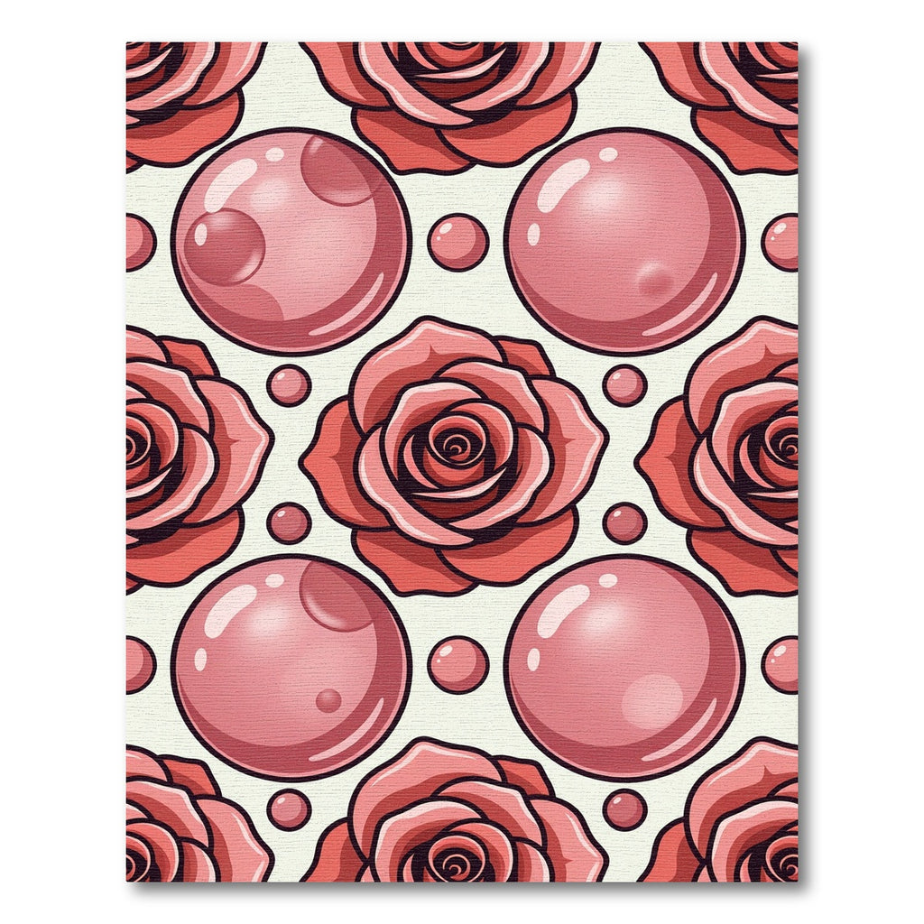Coral Pink Rose Bubble Repeat Rug