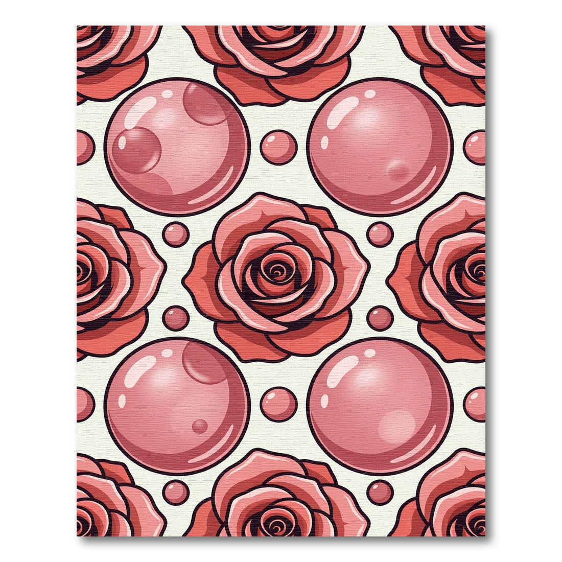 Coral Pink Rose Bubble Repeat Rug