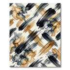 Black and Gold Abstract Brushstroke Rug
