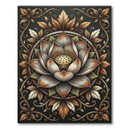 Vintage Bronze Lotus Floral Medallion Rug