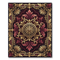 Ornate Burgundy Gold Scrollwork Rug