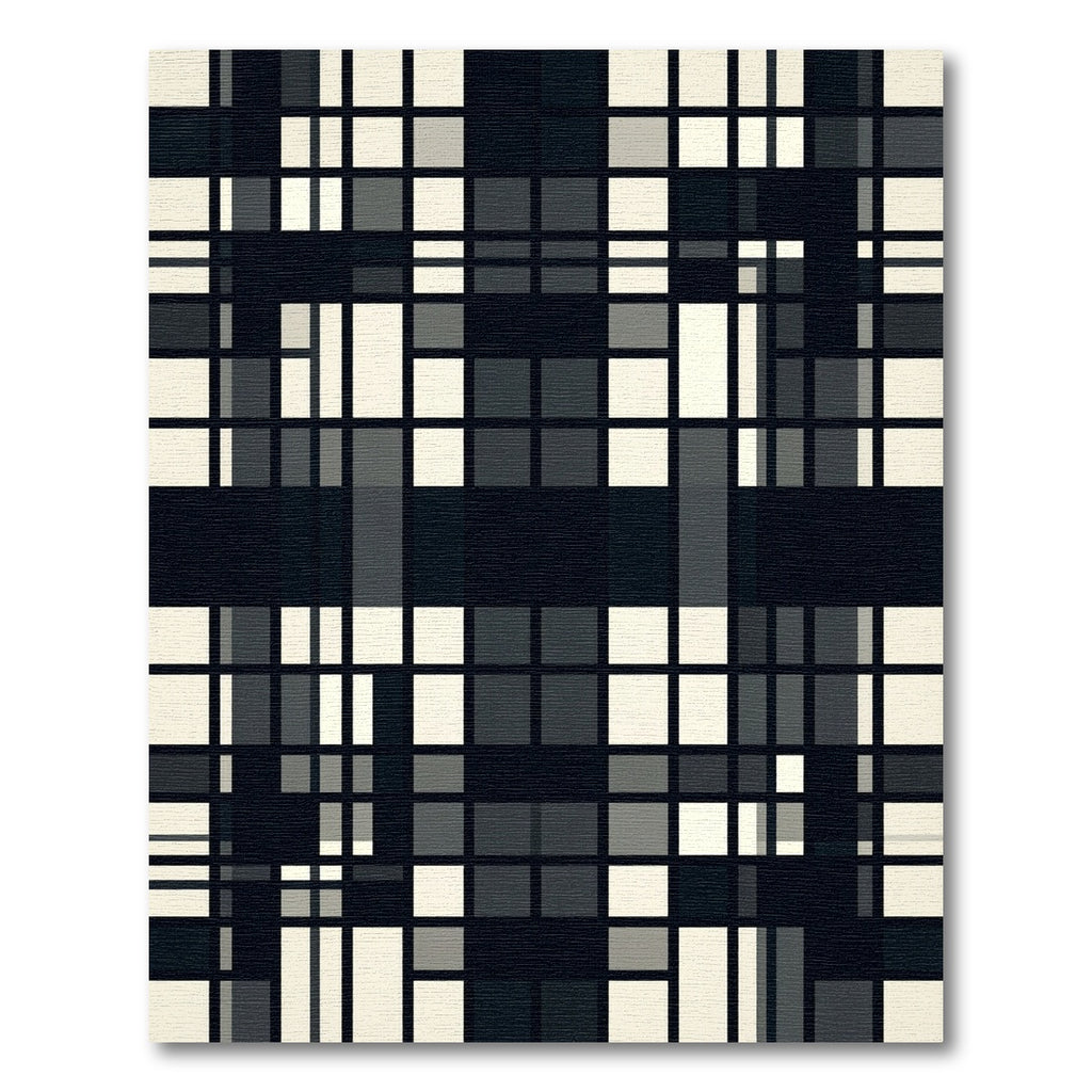 Modern Black and White Grid Check Rug