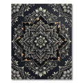 Elegant Black Gold Floral Mandala Art Rug
