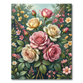 Elegant Pastel Rose Floral Garden Rug
