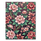 Pink Coral Peony Floral Vine Rug
