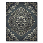 Dark Slate Victorian Ornate Medallion Rug