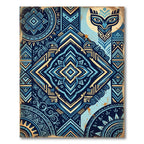 Midnight Blue Geometric Tribal Medallion Rug