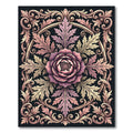 Ornate Mauve Rose Damask Circular Medallion Rug