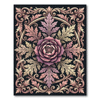 Ornate Mauve Rose Damask Circular Medallion Rug