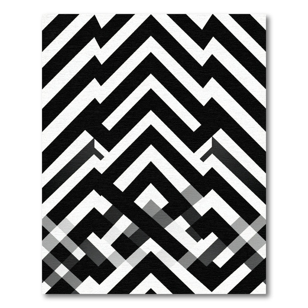 Bold Black and White Geometric Zigzag Rug