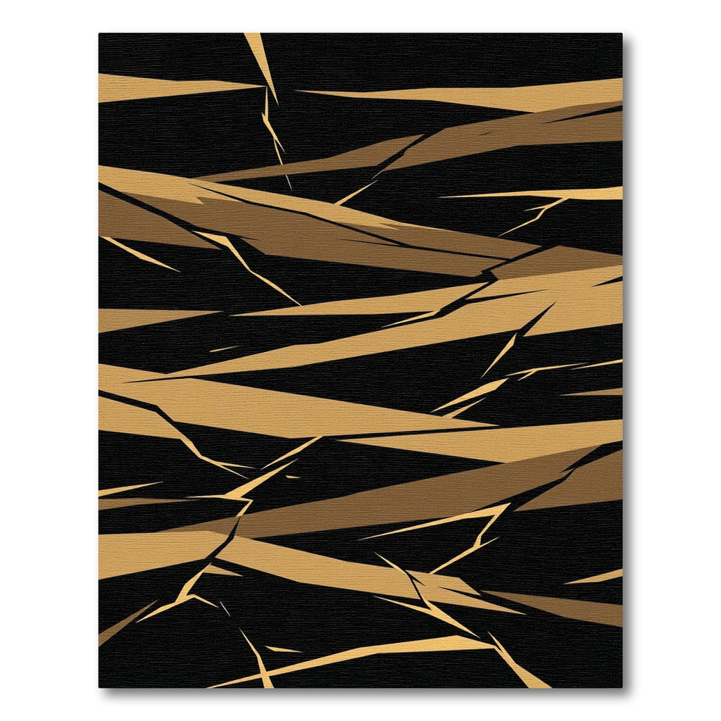 Earthy Gold Abstract Shattered Geometric Rug