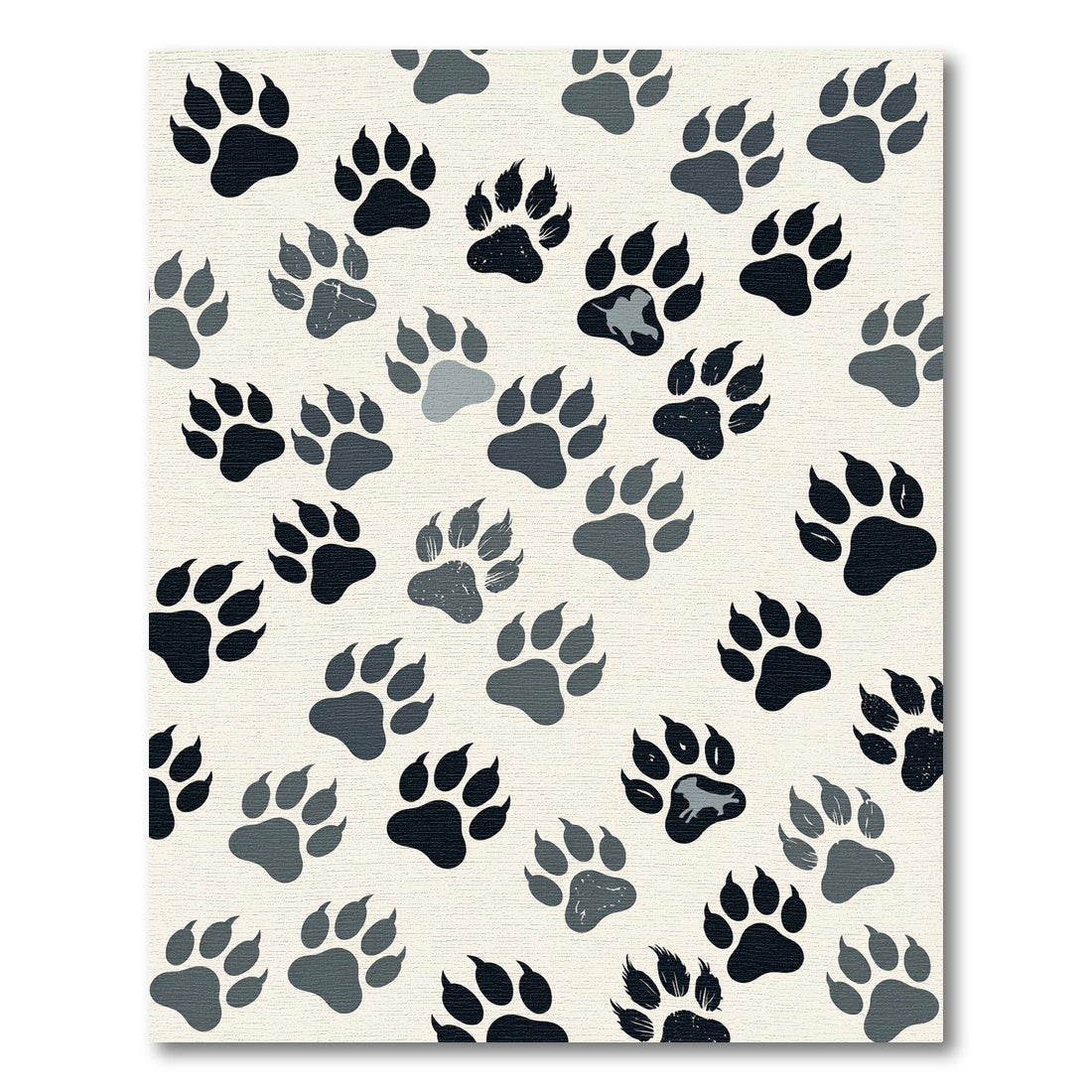 Minimalist Gray Animal Paw Tracks Rug