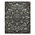 Intricate Charcoal Silver Filigree Medallion Rug