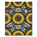 Golden Sunflower Floral Botanical Arrangement Rug