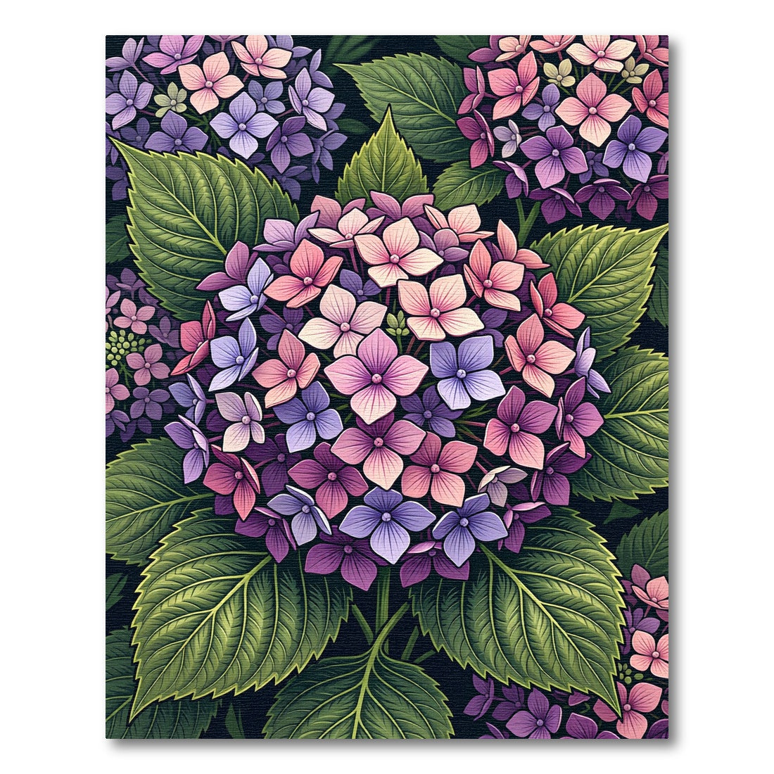 Vibrant Pastel Hydrangea Botanical Floral Rug