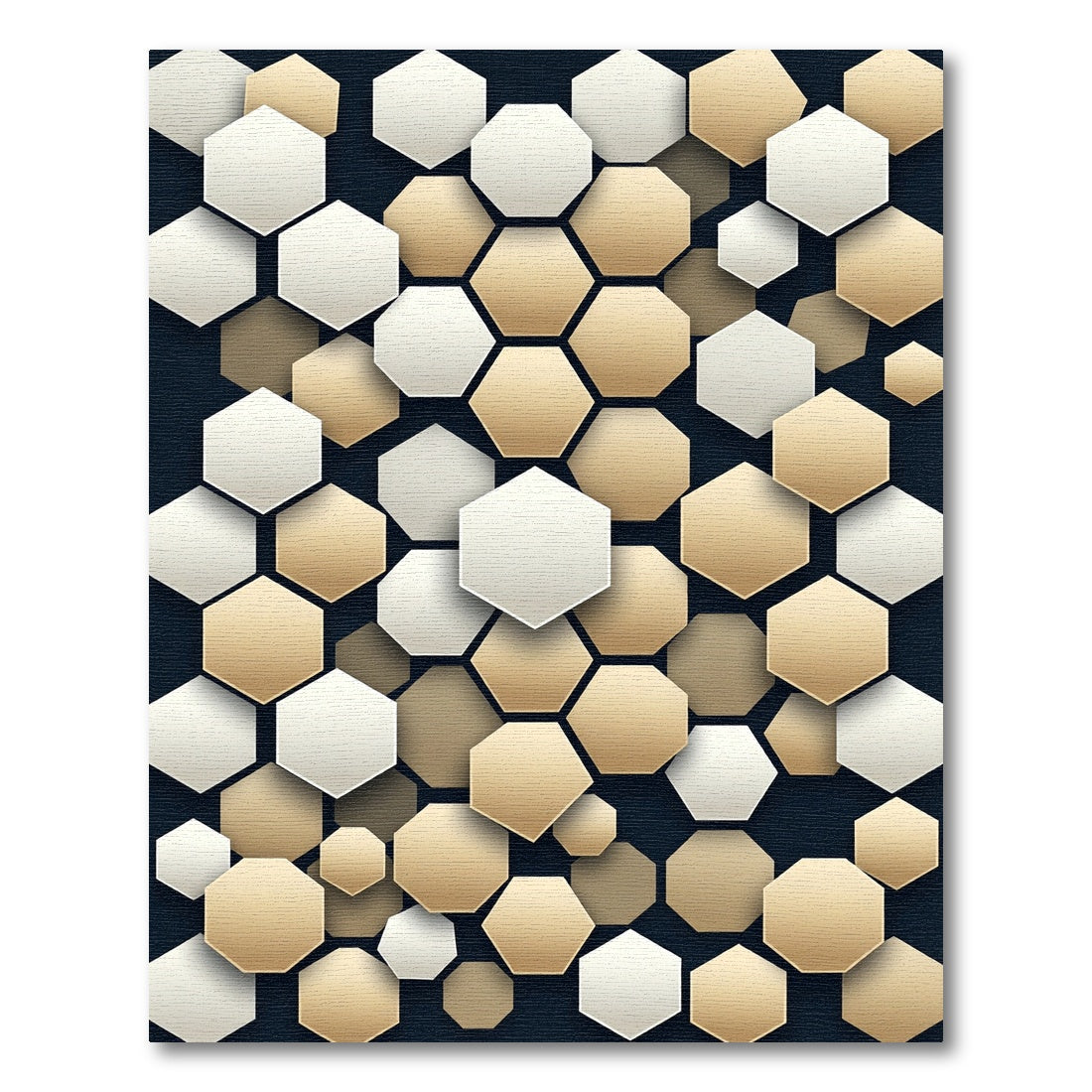 Golden Cream Hexagon Cluster Rug
